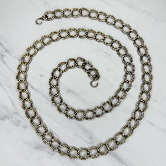 Gold Tone Textured Chain Link Belt Double Hook One Size Y2K ✨ - Picture 1 of 10